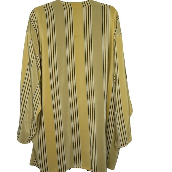 Linda Allard Ellen Tracy Open Drape Front Silk Jacket 12 Strip Silk Kimono Lined - Picture 11 of 12